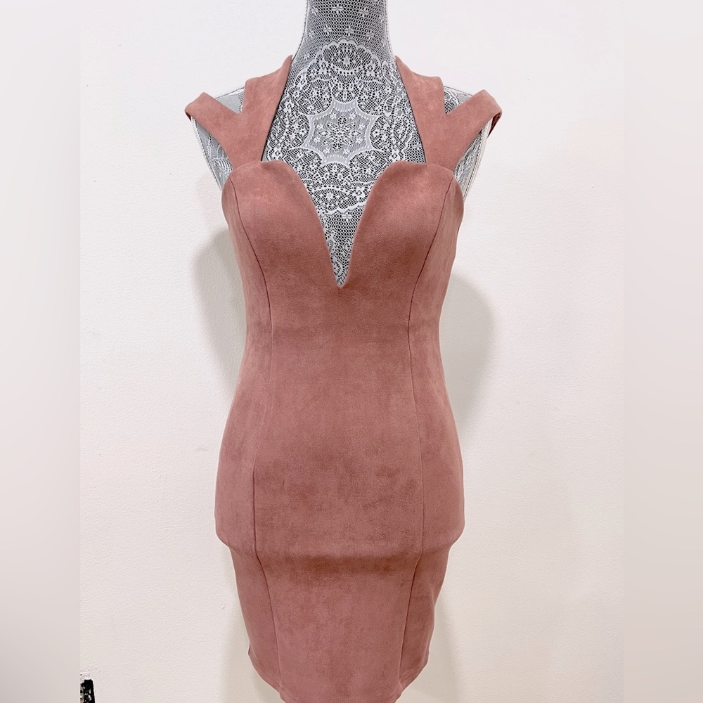 Privy Privately Privileged Peach Velour Mini Dress Small